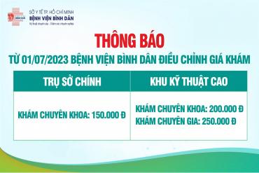 Thông báo điều chỉnh giá khám