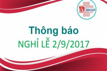 THÔNG BÁO NGHỈ LỄ QUỐC KHÁNH 02/09/2017