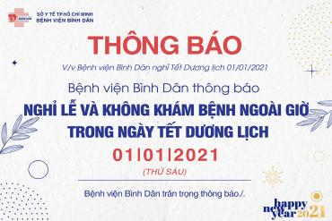 Thông báo nghỉ Tết dương lịch năm 2021