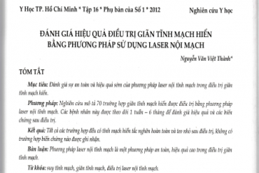 Đánh giá hiệu quả điều trị giãn tĩnh mạch hiển bằng phương pháp sử dụng laser nội mạch - ĐH Y khoa Phạm Ngọc Thạch
