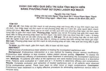 Đánh giá hiệu quả điều trị giãn tĩnh mạch hiển bằng phương pháp sử dụng laser nội mạch