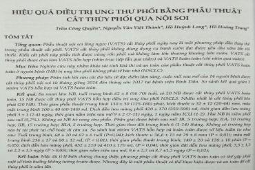 Hiệu quả điều trị ung thư phổi bằng phẫu thuật cắt thùy phổi qua nội soi