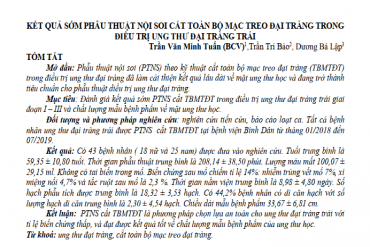 Kết quả sớm phẫu thuật nội soi cắt toàn bộ mạc treo đại tràng trong điều trị ung thư đại tràng trái