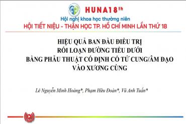 Hiệu quả ban đầu điều trị rối loạn đường tiểu dưới bằng phẫu thuật cố định cổ tử cung/âm đạo vào xương cùng