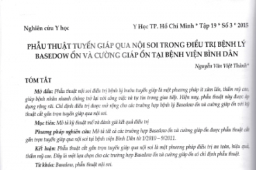 Phẫu thuật tuyến giáp qua nội soi trong điều trị bệnh lý Basedow ổn và cường giáp ổn tại tài xỉu
